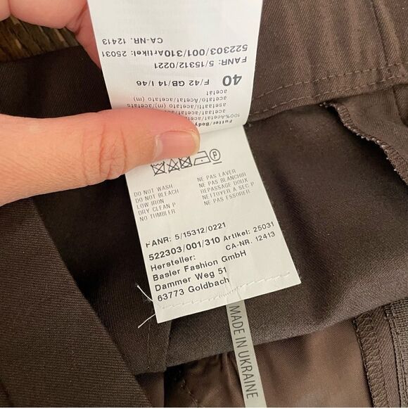 BASLER Womens Brown Straight Leg Virgin Wool Blend Trouser Pants size Large - Picture 8 of 11